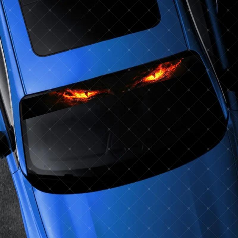 Unique Devil Eye Car Windshield Sticker, Decorative Vinyl Decal, Vehicle Exterior Decoration, Scratch Cover Waterproof UV Protection, Fits All Cars