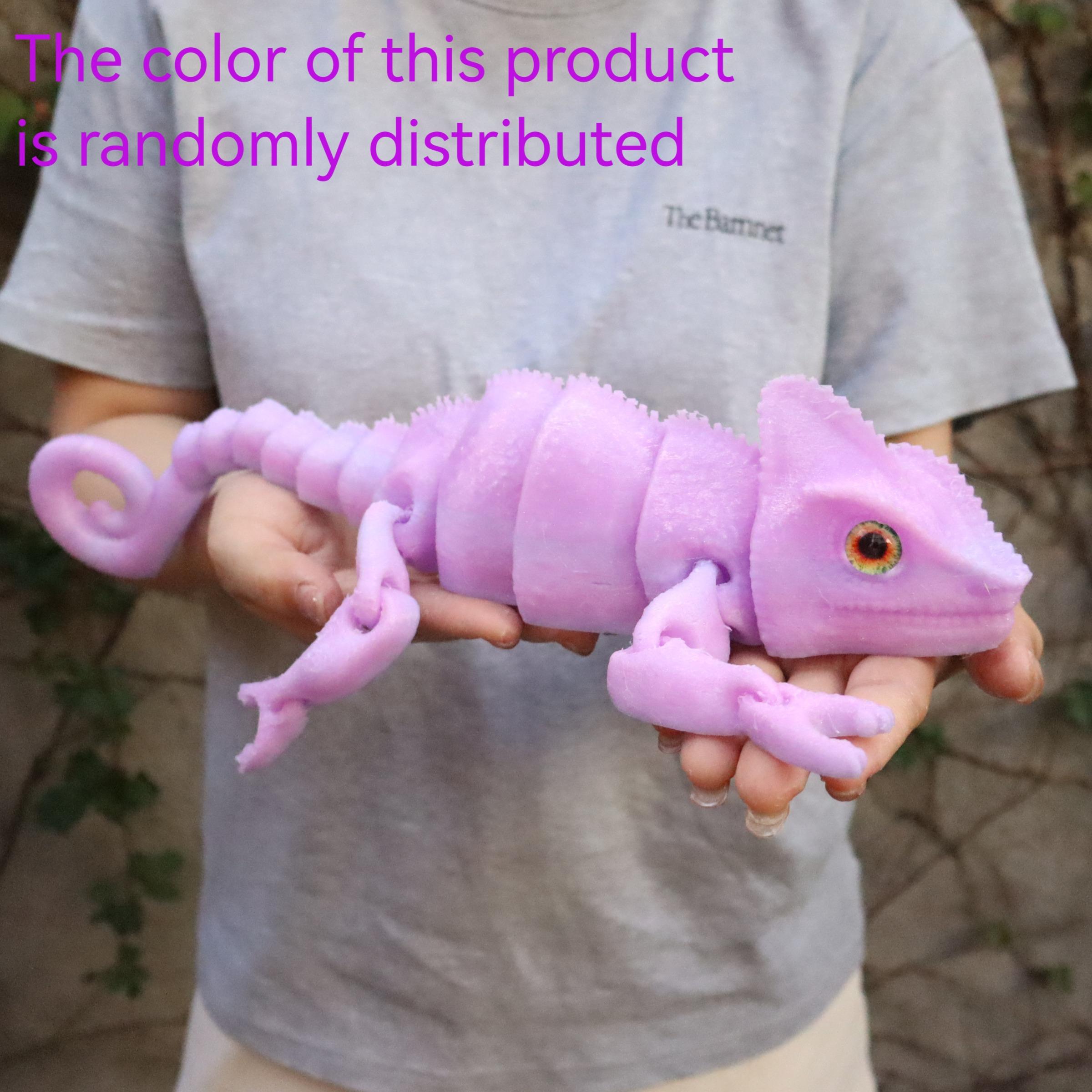 3D Printed Chameleon Figurine with Realistic Eyes, Moving Joints, Articulated Fidget Figurines, Home Decor, Christmas Gift, Birthday Present, Animal Statue