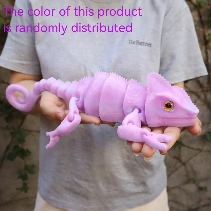 3D Printed Chameleon Figurine with Realistic Eyes, Moving Joints, Articulated Fidget Figurines, Home Decor, Christmas Gift, Birthday Present, Animal Statue