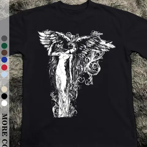 Unisex Vintage Winged Angel Print T-Shirt, Streetwear, Casual Short Sleeve Oversized Top, Fashionable Graphic Tee, Graphic Print Tees