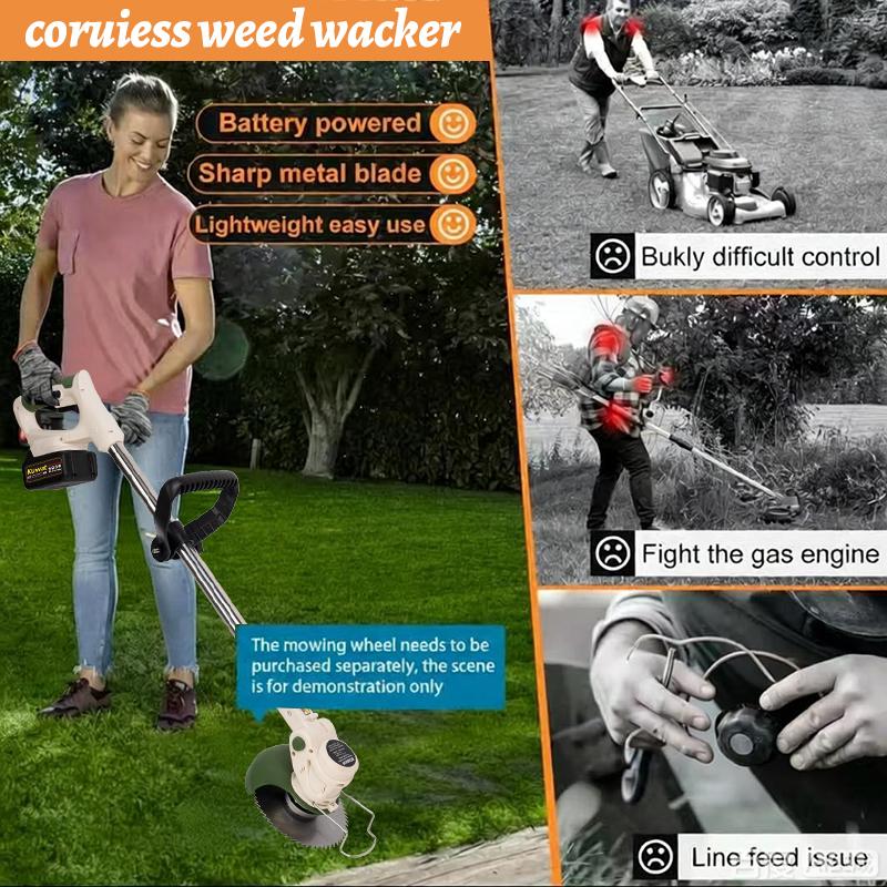 Portable Home Cordless Electric Lawnmower, Garden Weeder/Wireless Mower Features 3 Blade Types And Two High-capacity Lithium-ion Batteries Powerful Performance for Lawns, Gardens, And Yards Tool Men's Gift