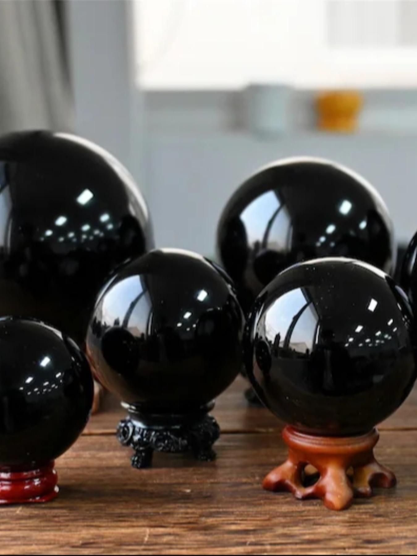 1pc Bohemian Style Obsidian & Quartz Crystal Ball - Healing&Meditation,Hand-Polished, Round Rock Crystal Ornament for Office Decor, Home Decor, Christmas, Birthday & Holiday Gifts, Office Decoration | Bohemian Style | Smooth Texture, Crystal Ball Decor