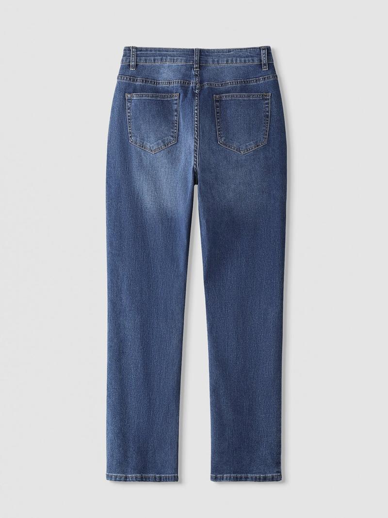 Women's High-Waisted Slim Fit Jeans, Casual Plain Design, All-Season Wearable Denim Jeans, Perfect for Daily & Dates