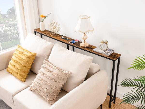 HOOBRO 63" Sofa Table with Charging Station,Narrow Console Table with Power Outlets, 5.9" Skinny Console Table, Slim Entryway Table HOOBRO 63" Sofa Table with Charging Station,Narrow Console Table with Power Outlets, 5.9" Skinny Console Table, Slim Entryway Table