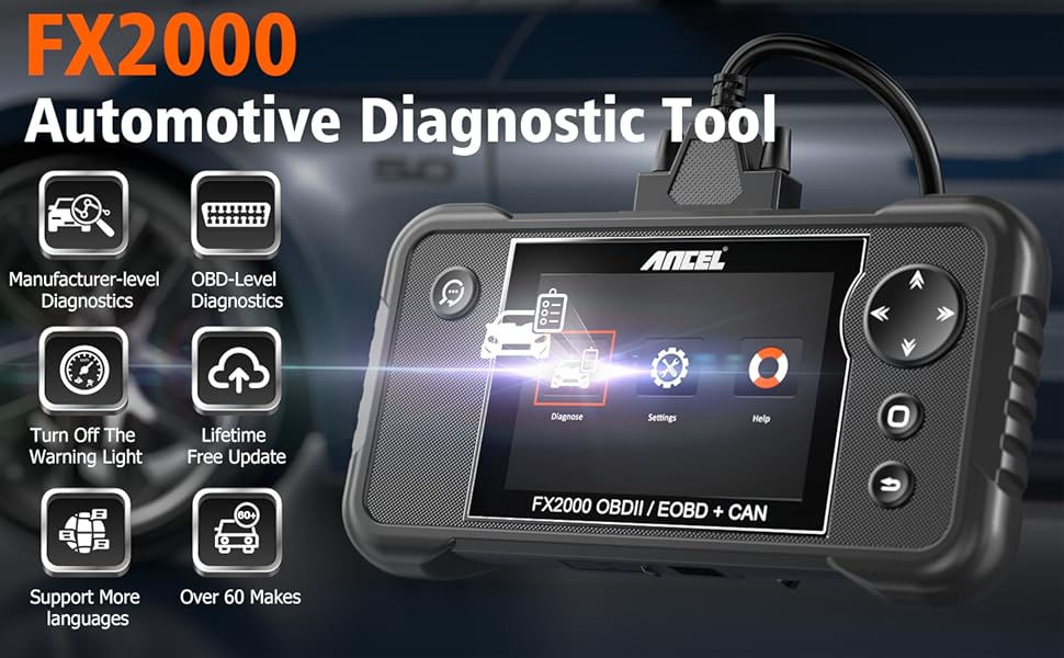 ANCEL FX2000 Automotive OBD2 Scanner, Engine ABS SRS Transmission Diagnostic Tool, Check Engine Code Reader for All Cars, Lifetime Free Upgrade ANCEL FX2000 Automotive OBD2 Scanner, Engine ABS SRS Transmission Diagnostic Tool, Check Engine Code Reader for All Cars, Lifetime Free Upgrade