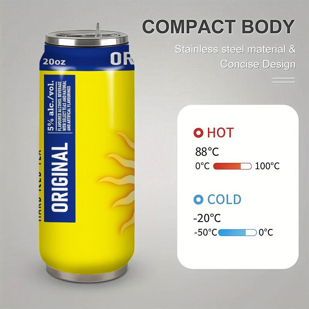 1pc Twisted Tea 17oz Portable Cup, Leak-Proof, Rust-Resistant, with Lid and Straw, Suitable for Hot and Cold Drinks, Ideal for Camping and Outdoor Use