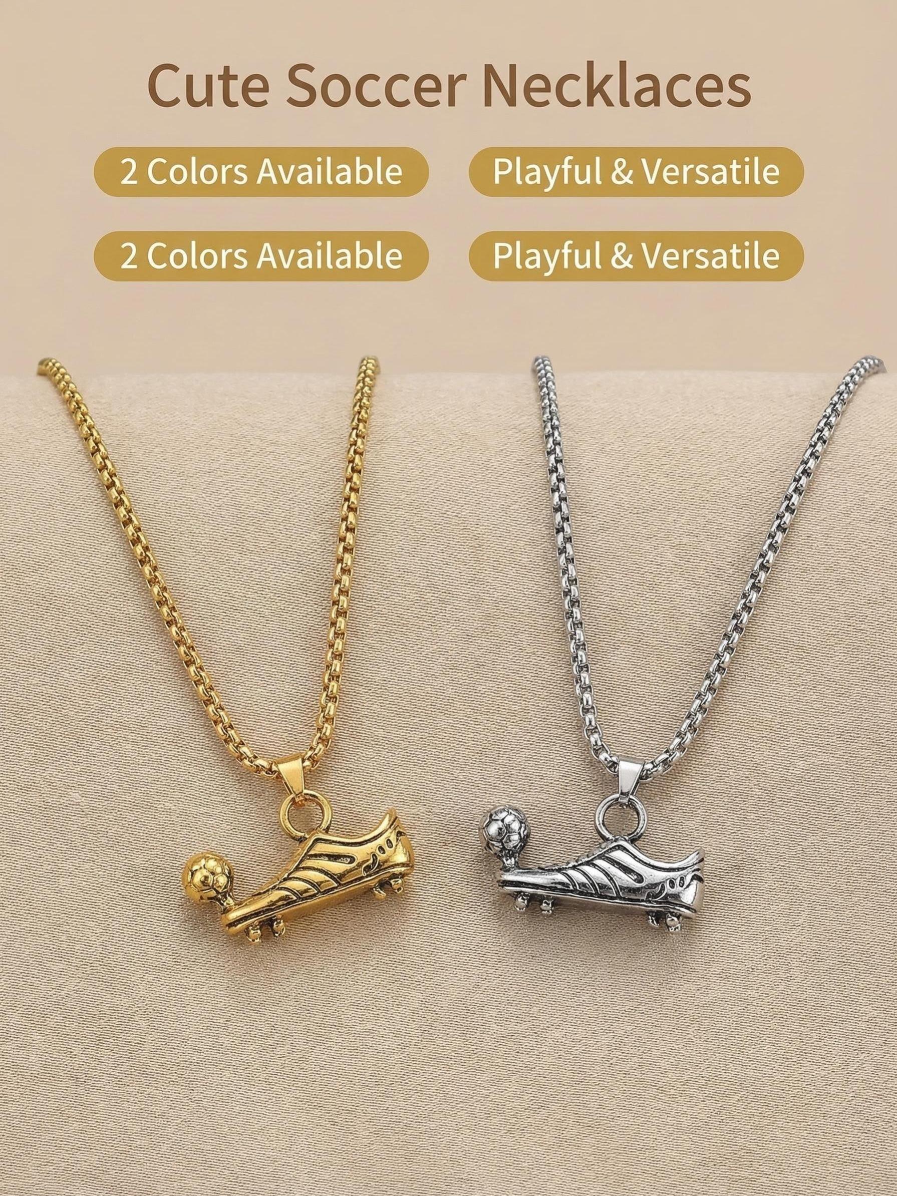 Unisex Stainless Steel Football Necklace, Punk Hip Hop Street Style Pendant, Fashionable Soccer Fan Jewelry, Unique Gift Idea