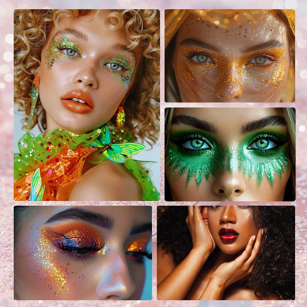 Single Pack Diaoni Christmas Party Glitter Balm, Long-Lasting Shimmer, Face Body Hair Use, Cosplay Essential, Halloween Party Dance Event