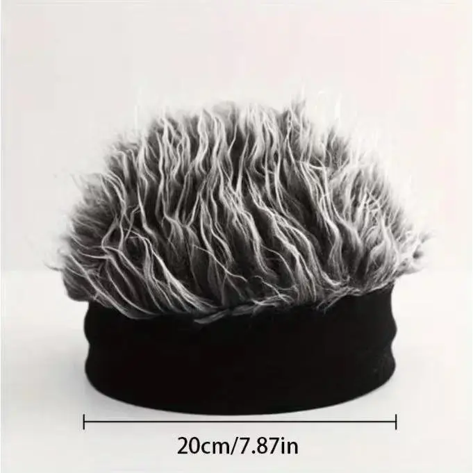 Men's Knitted Brimless Beanie with Integrated Wig, Hip-Hop Style Novelty Hat for Funny Party Cosplay Accessories, Trending, Men's Accessories For Adults, Men's Fashion, Knit Hat