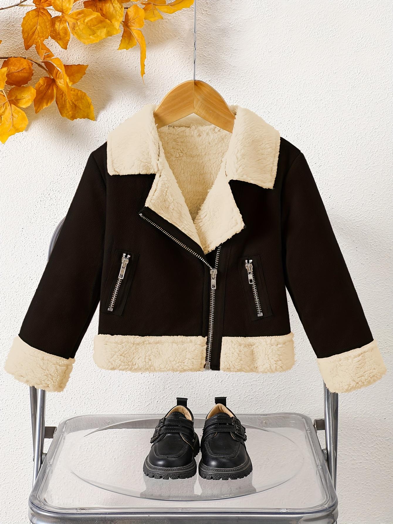[Winter Jacket Brown] Mystic Girls' Winter Jacket - Thickened Faux Fur-Lined Zipper Coat with Full-Zip Closure, Brown & Lapel Collar, Full-Zip Front, Winter Jacket For Girls, Winter Clothes For Girls