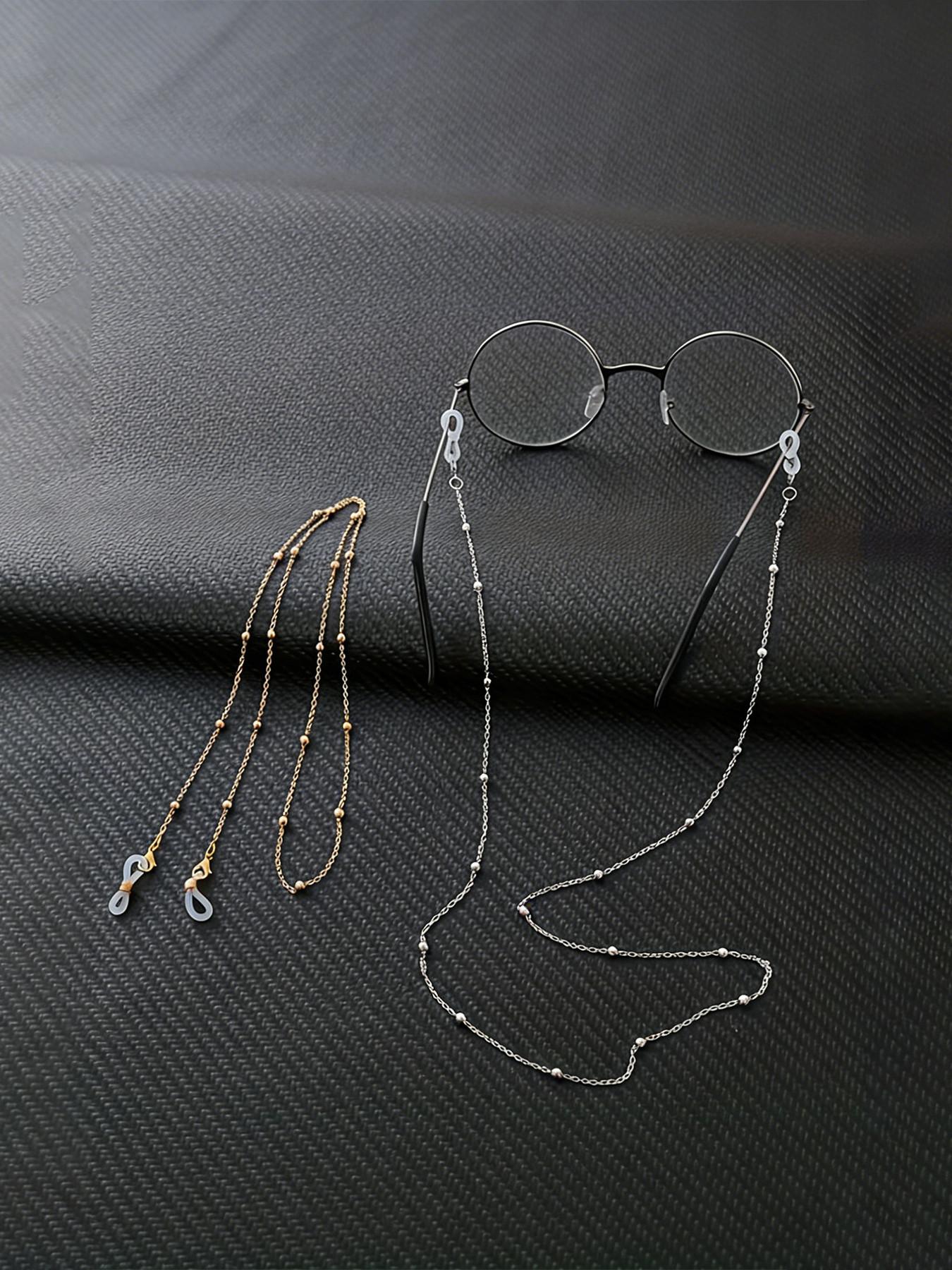 Clip-On Eyeglass Chain Metal Sunglasses Strap, Anti-Lose Eyewear Cord, Elegant Baroque Design, 2-Piece Set for All Seasons