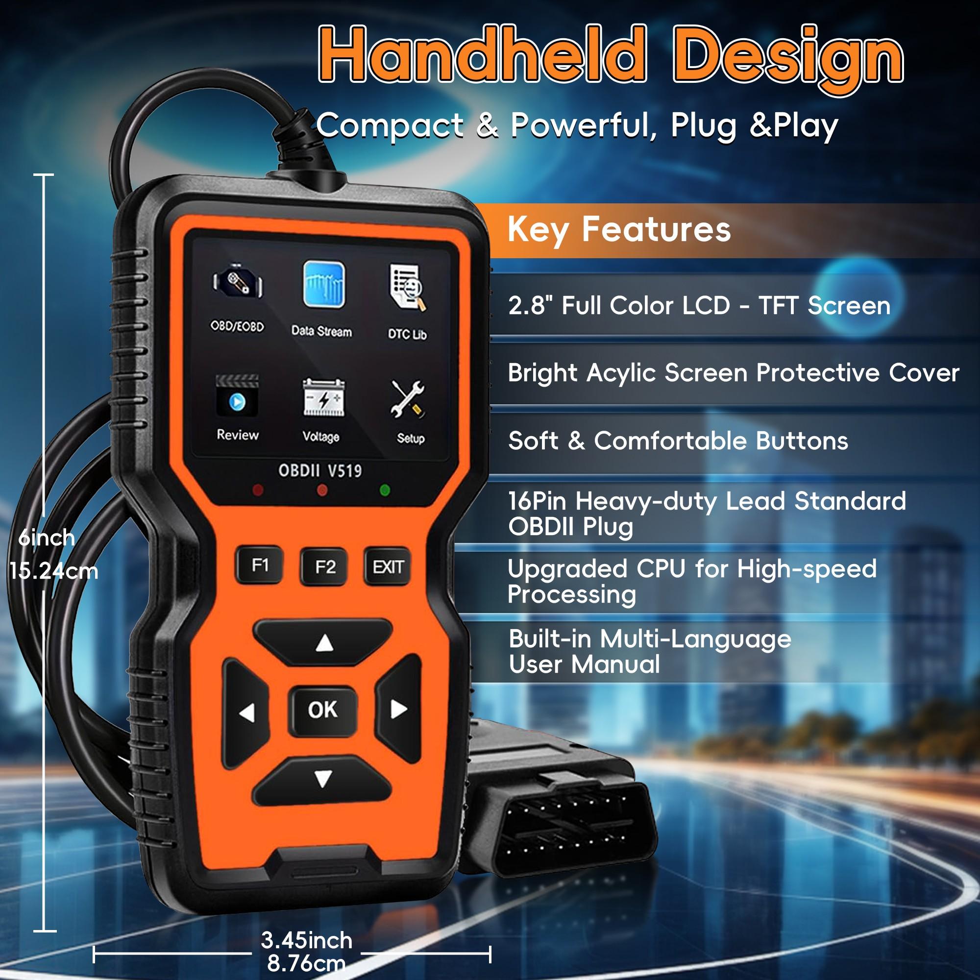 OBD2 Scanner, Car Code Reader for Check Engine Light, Full OBDII Scan Tool for Read & Clear Fault Codes,  Live Data, OBD II Diagnostic Scanner for 1996+ Cars, Automotive Scan Tool