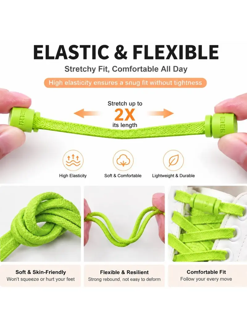 10 Pairs Adjustable Laces with Locks, Elastic Stretch Shoelaces for Kids and Adults, Quick Install Sports Shoes Laces, Shoe Strings for Sneakers