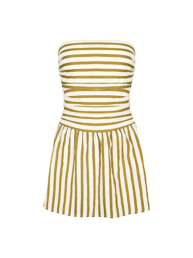 Women's Striped Print Tube Romper, Casual Strapless Romper for Summer, Fashion Women's Clothes for Daily Wear