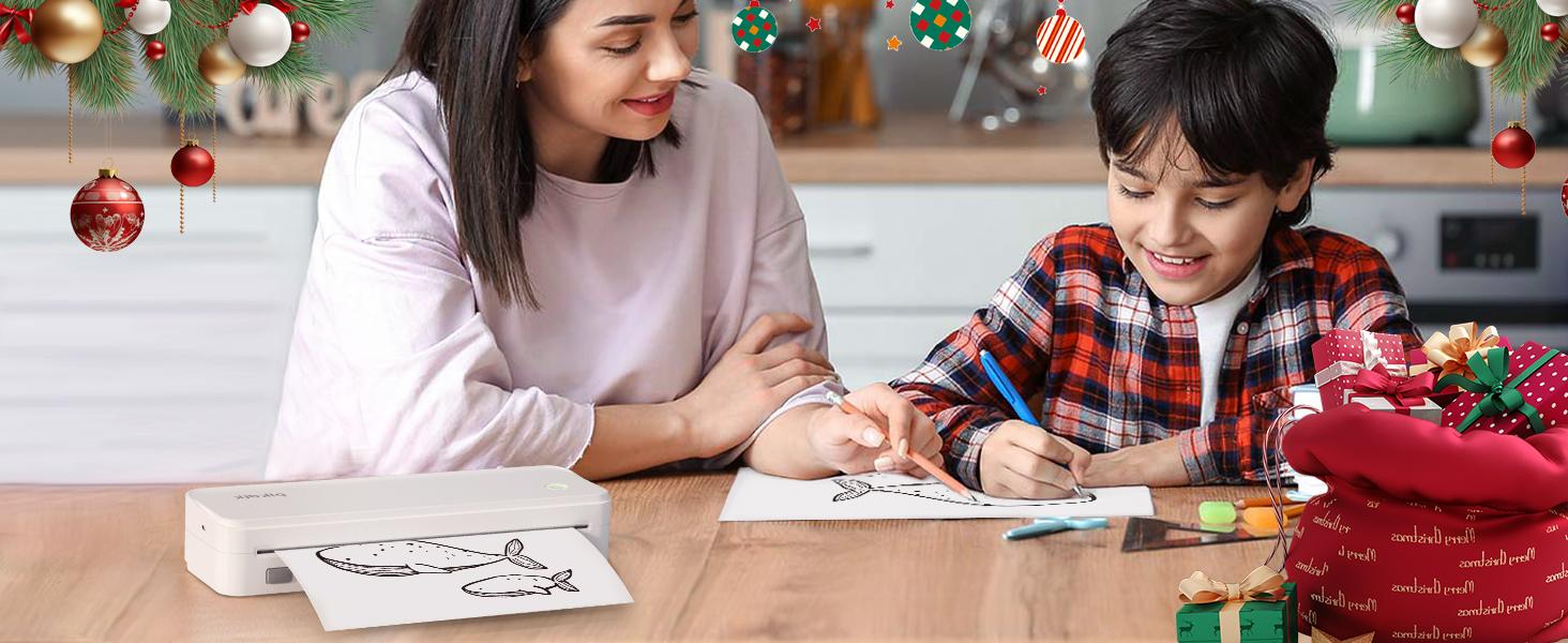 JADENS Portable Printers Wireless for Travel, Support 8.5" X 11" US Letter, Bluetooth Thermal Printer Inkless Mobile Printer for Office Home