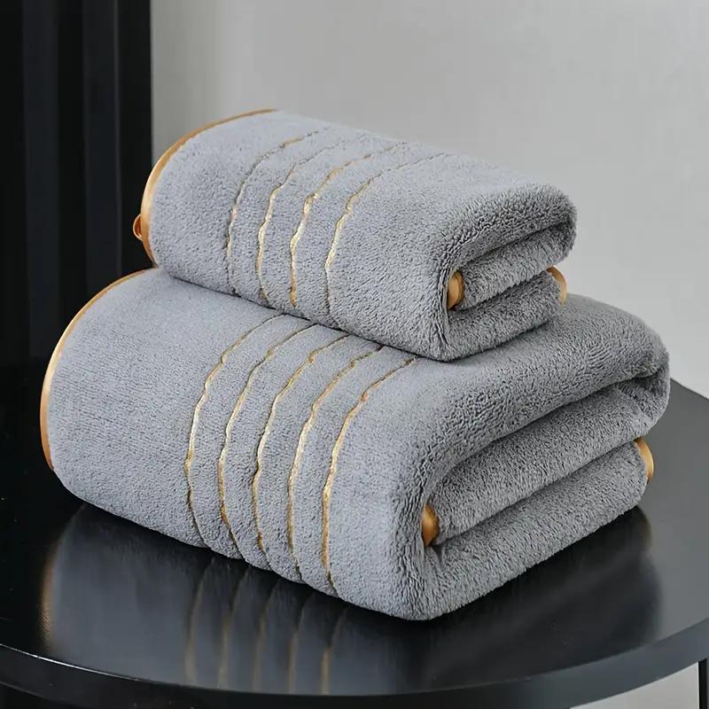 Bath Towel Set, 2 Counts/set Including 1 Count Bath Towel & 1 Count Towel, Soft Absorbent Towel for Bathroom, Gym, Party, Gift, Holiday and Hotel #TOP PICKS