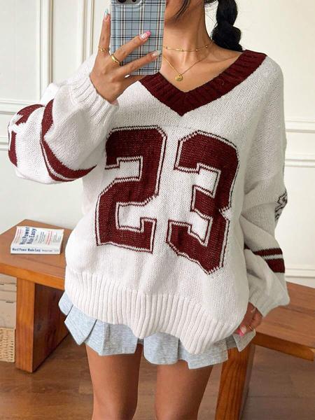 Women's Vintage Figure Print  Sweater, Casual Long Sleeve Jumper for Fall & Winter, Fashion Ladies' Knitwear for Daily Wear, Tops