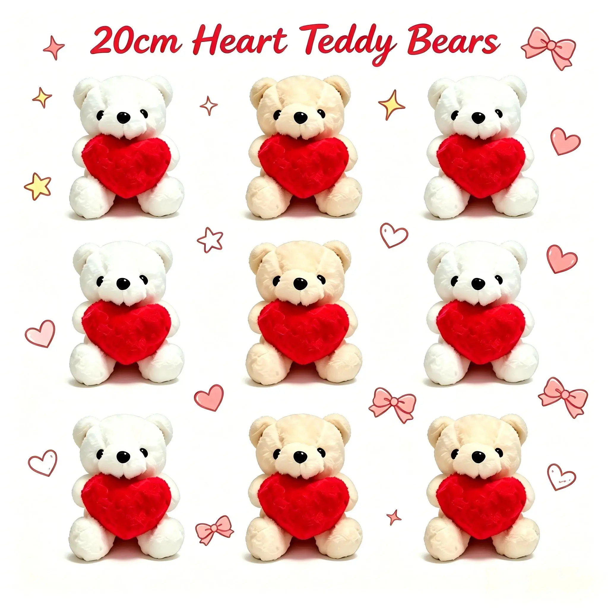 Teddy Bear With Heart Plush Cuddly Stuffed Bear Gifts Holding Heart for Valentine's Day Wedding Gift Giving Romantic Love Toys