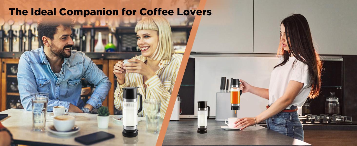 Coffee Syrup Dispenser, Honey Dispenser, 12 OZ Glass Syrup Bottles with Handle, No Drip Pouring, Coffee Bar Accessories for Coffee and Tea, Black 2 Pack