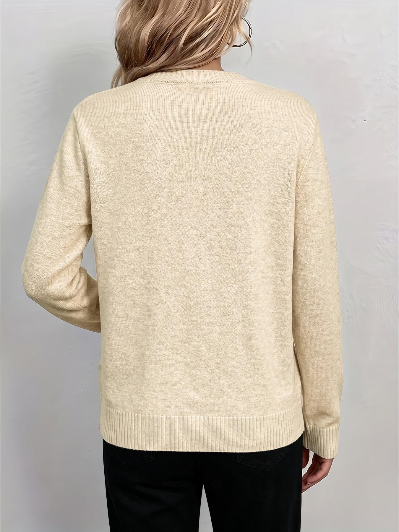 Women's Zipper Knit Cardigan Coat, Long Sleeve Pocket Design, Fall & Winter Casual Outerwear, Slim Fit 3/4 Length, Solid Color, Knitted