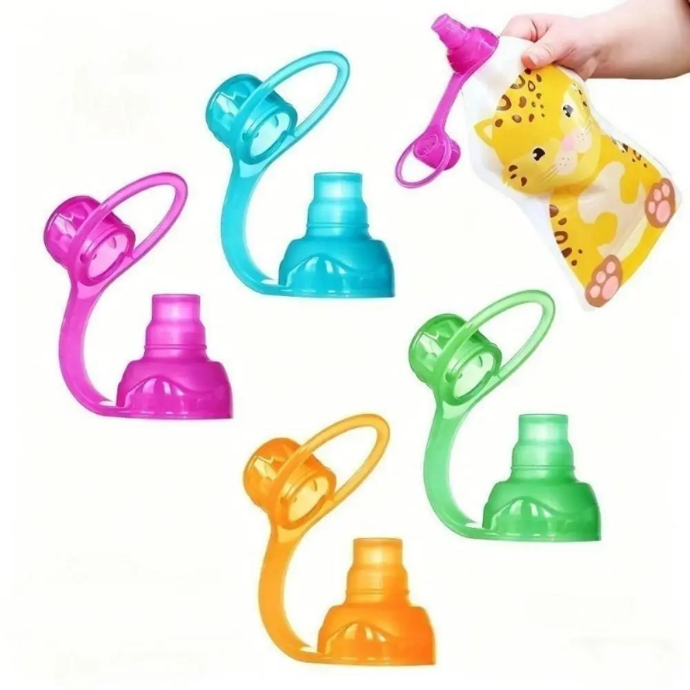 4pcs Silicone Spout Adapter Set - Universal BPA-Free Leak-Proof Flow Control Lids, Reusable Tops for On-the-Go Squeeze Drink Pouches, Silicone Cup Adapter, Cover, Gym, Camping, Commuting, Leakproof Seal, 4‑Color Id Set