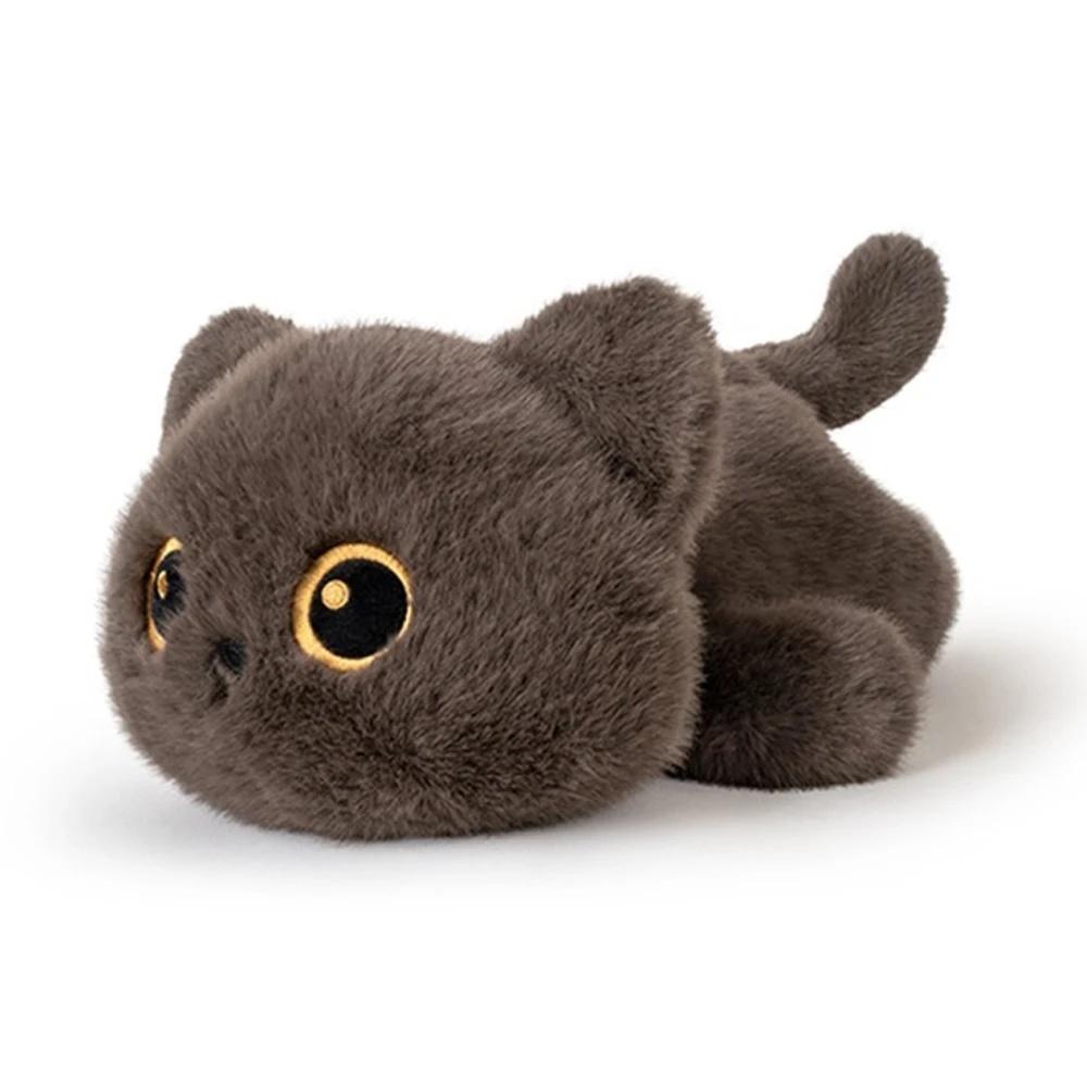 25cm Black Siamese Cat Plush Toy - Cartoonish, Artificial Touch, Soft Stuffed Kitten Doll - Kids Birthday Gift
