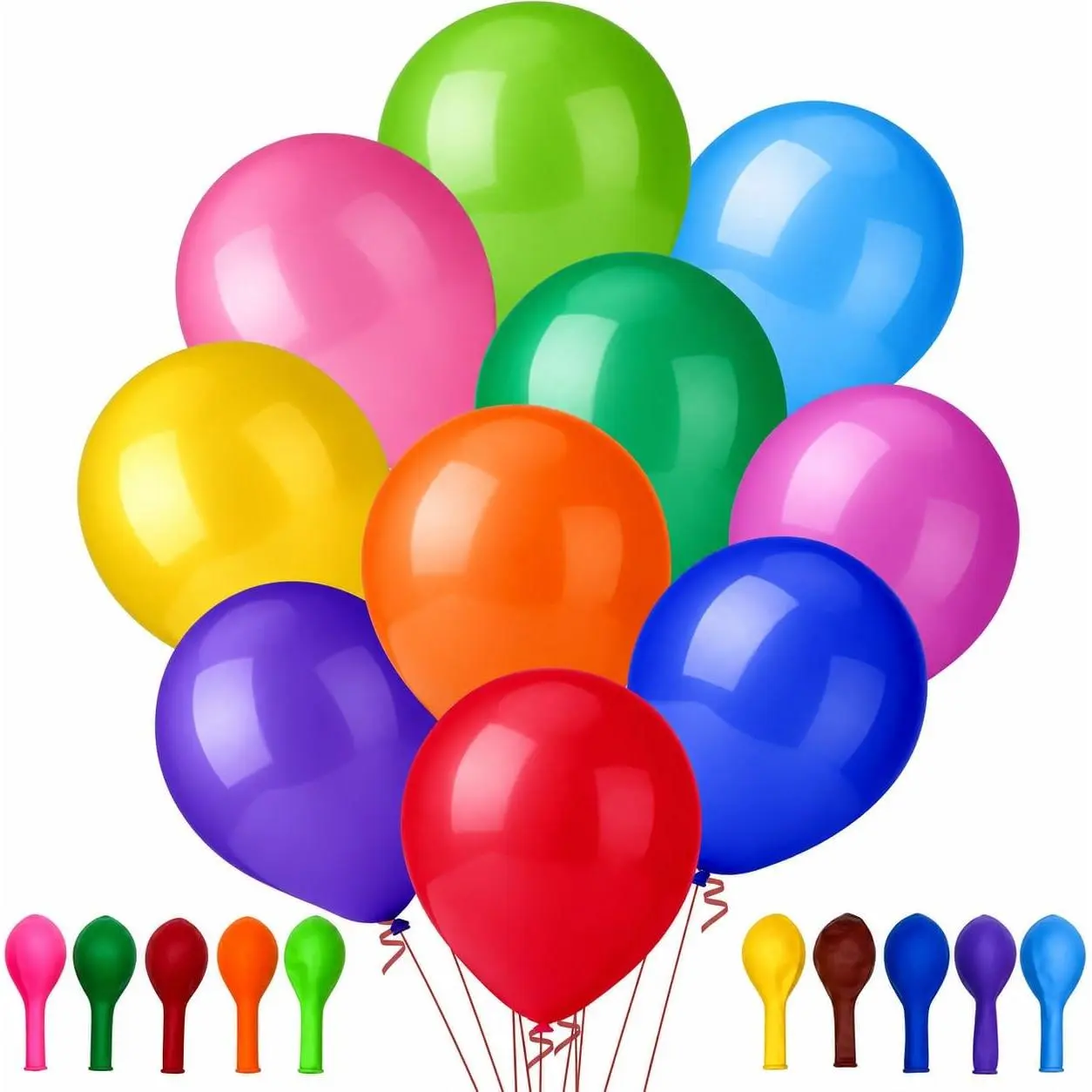 100 PCS Balloons Assorted Colors(Inside 10 Colors-10 Per Color), 12 Inch Balloons Bulk, Suitable for Birthday, Family Party, Graduation, Wedding