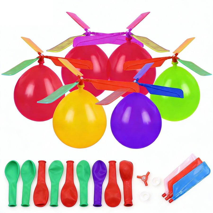 1/2/4pcs Helicopter Balloon Free Assembly & Disassembly Manual Balloon Outdoor Flight Model Spiral Flying Balloon Creative Handmade Crafts