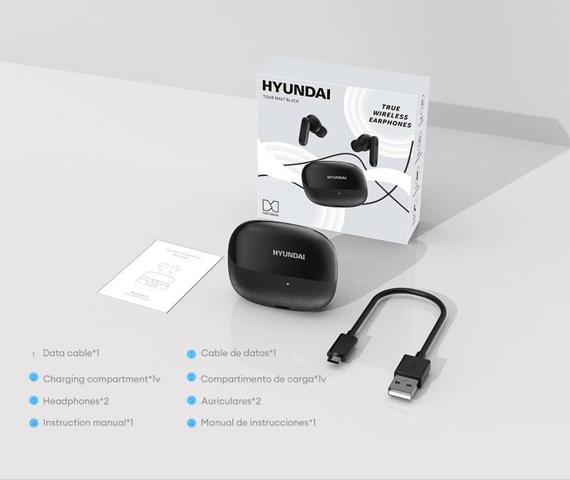 HYUNDAI TOUR-MAX7 Wireless Bluetooth Earbuds HIFI Dolby Panoramic Sound In-Ear Headset, Ultra-Long Battery Life Headphones Support ENC Call Noise Reduction