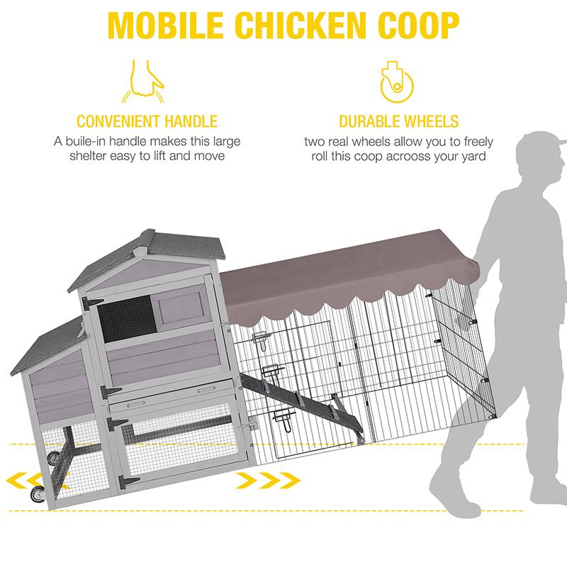 Aivituvin- AIR7008 Wooden Chicken Coop Wheels for 2-4 Chickens,Duck Coop,Chicken  Tractor,Poultry Supplies