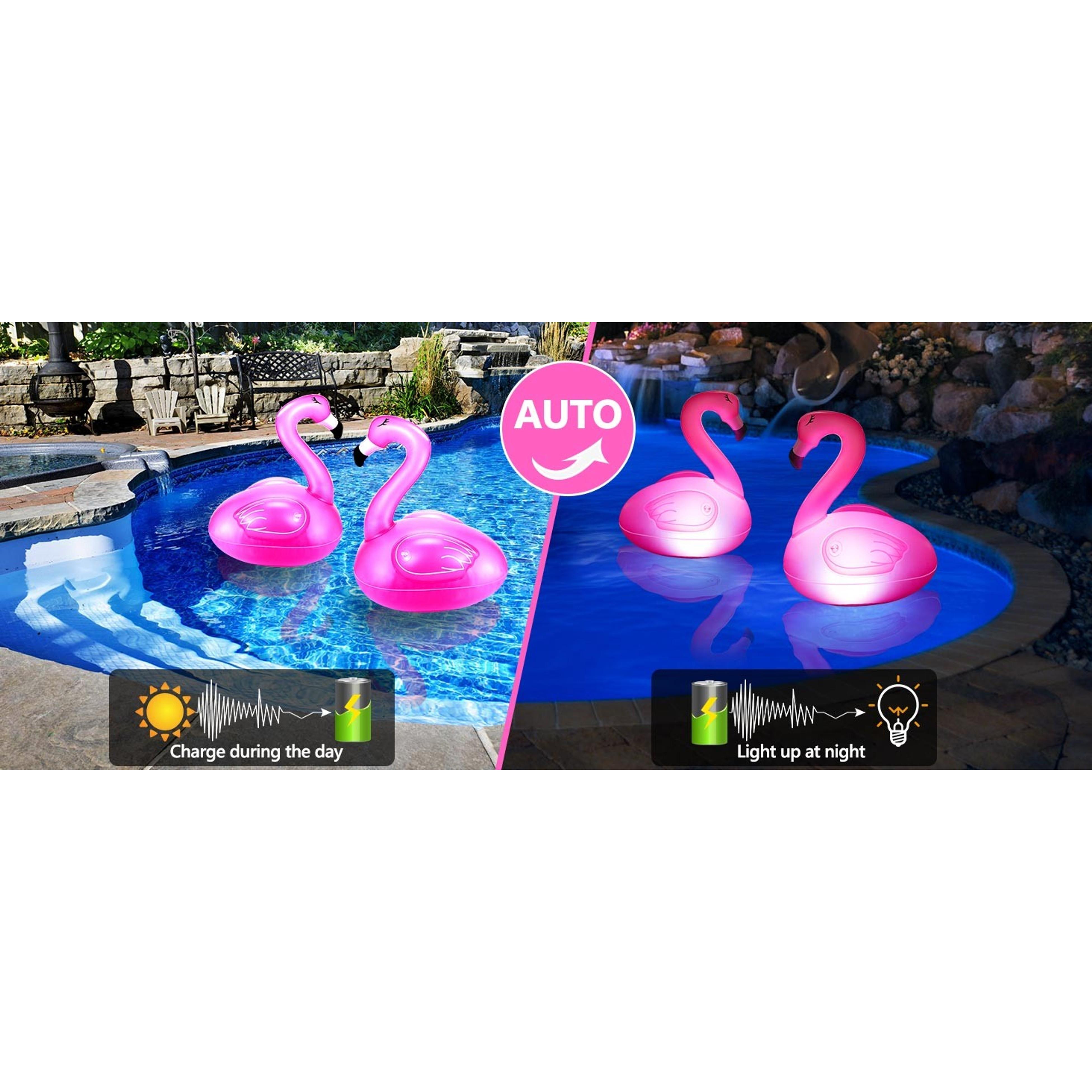 2 Pack Solar Floating Flamingo Pool Lights, Waterproof Glow in The Dark Inflatable Solar Powered Flamingo Lights for Swimming Pool Party Garden Patio Outdoor Decor 2 Pack Solar Floating Flamingo Pool Lights, Waterproof Glow in The Dark Inflatable Solar Powered Flamingo Lights for Swimming Pool Party Garden Patio Outdoor Decor