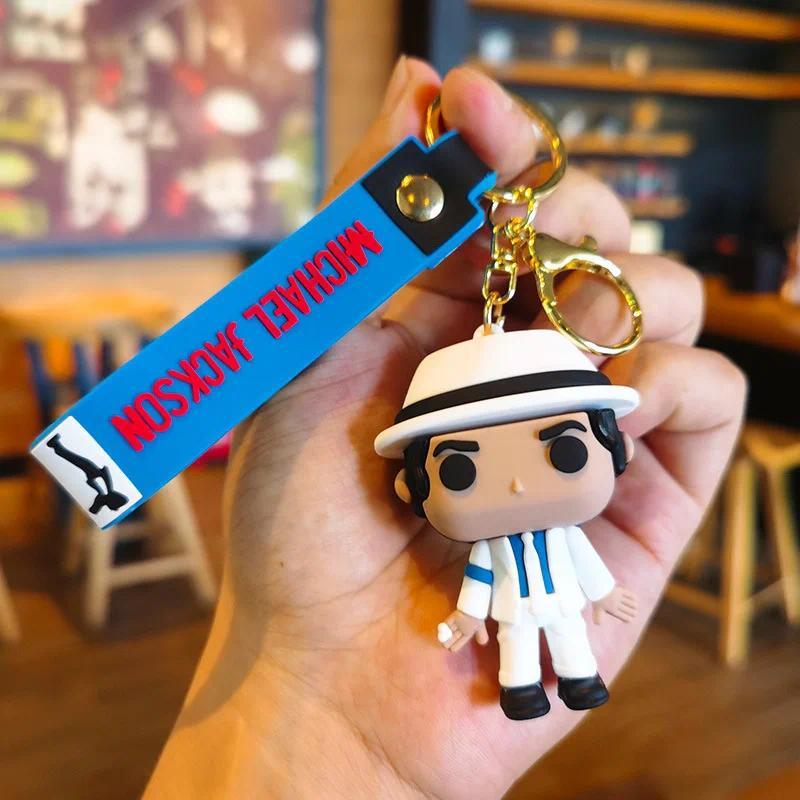 3pcs Michael Jackson Keychain Music Idol Doll Machine Key Chain