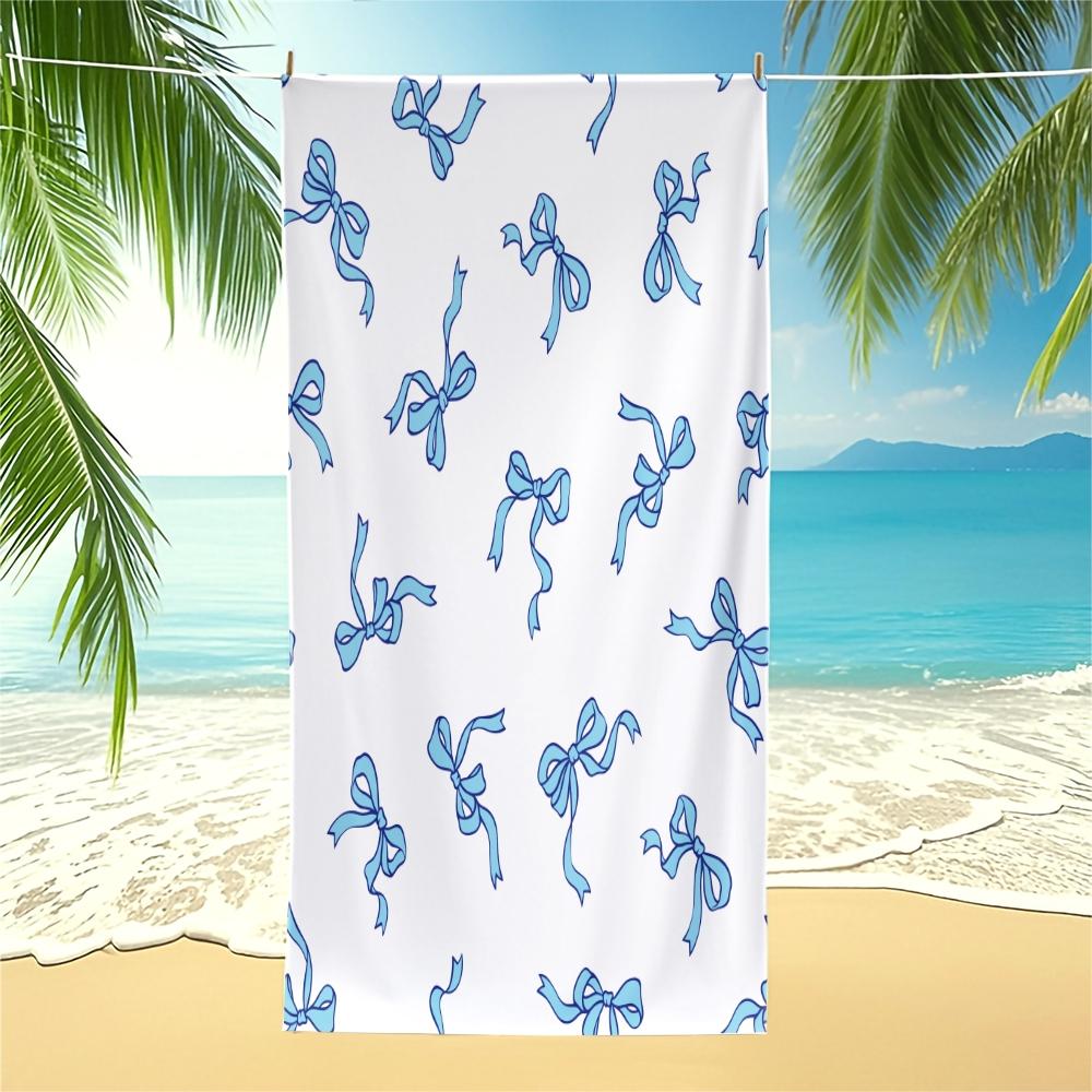 Bow Series Cute Romantic Sweet Sand Free Beach Towel, for Beach, SPA, Hot Spring, Pool, Picnic, Camping, Gym and Yoga, Absorbent, Fast Drying, Lightweight and Portable, Housewarming Birthday Valentine's Day Christmas Gift