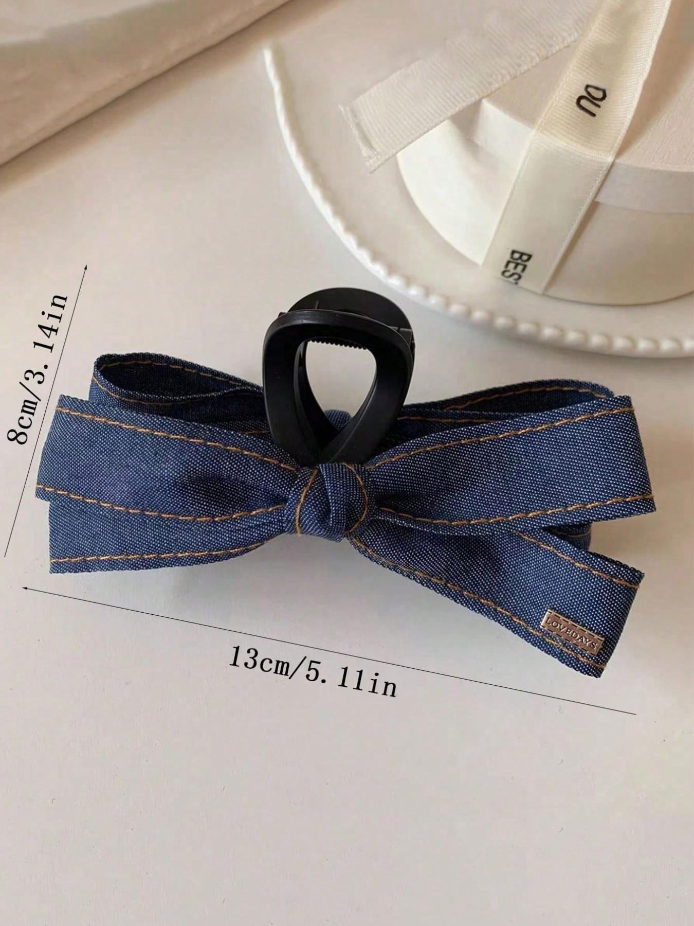 Bow Ribbon Hair Clip - Elegant Retro Blue Fabric Hair Accessory for Women, Mother’s Day Gift, Party & Birthday Hair Clips, Secure Hold for Updos & Buns, Versatile for Parties & Birthdays, Ideal Mother'S Day Gift