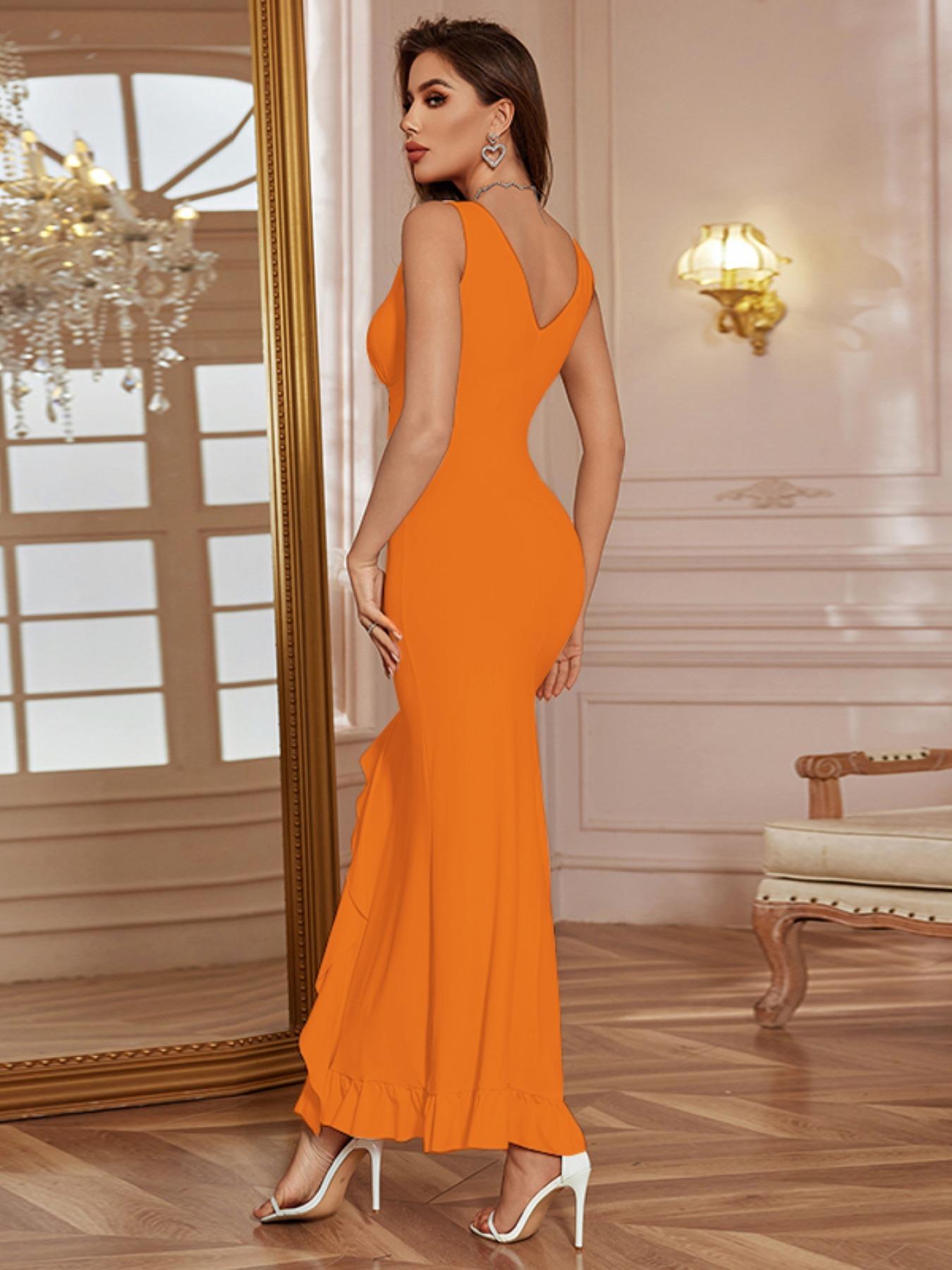 Women's Plain Tank Dress, Solid Color Sleeveless Split Hem  Dress for Party Club Dating Wear, Ladies Summer Clothes