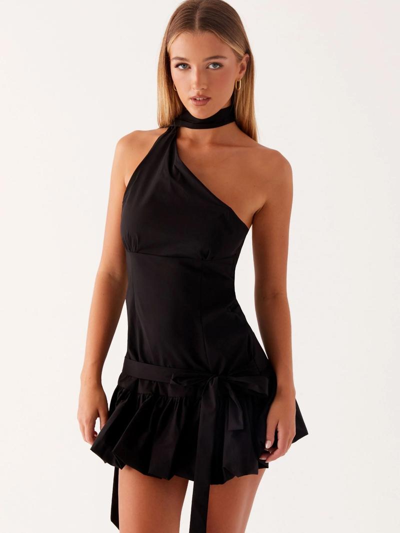 Women's Solid / Polka Dot Print Knot Front Dress, Casual Sleeveless Short Dress for Party Club Dating Wear, Ladies Summer Clothes