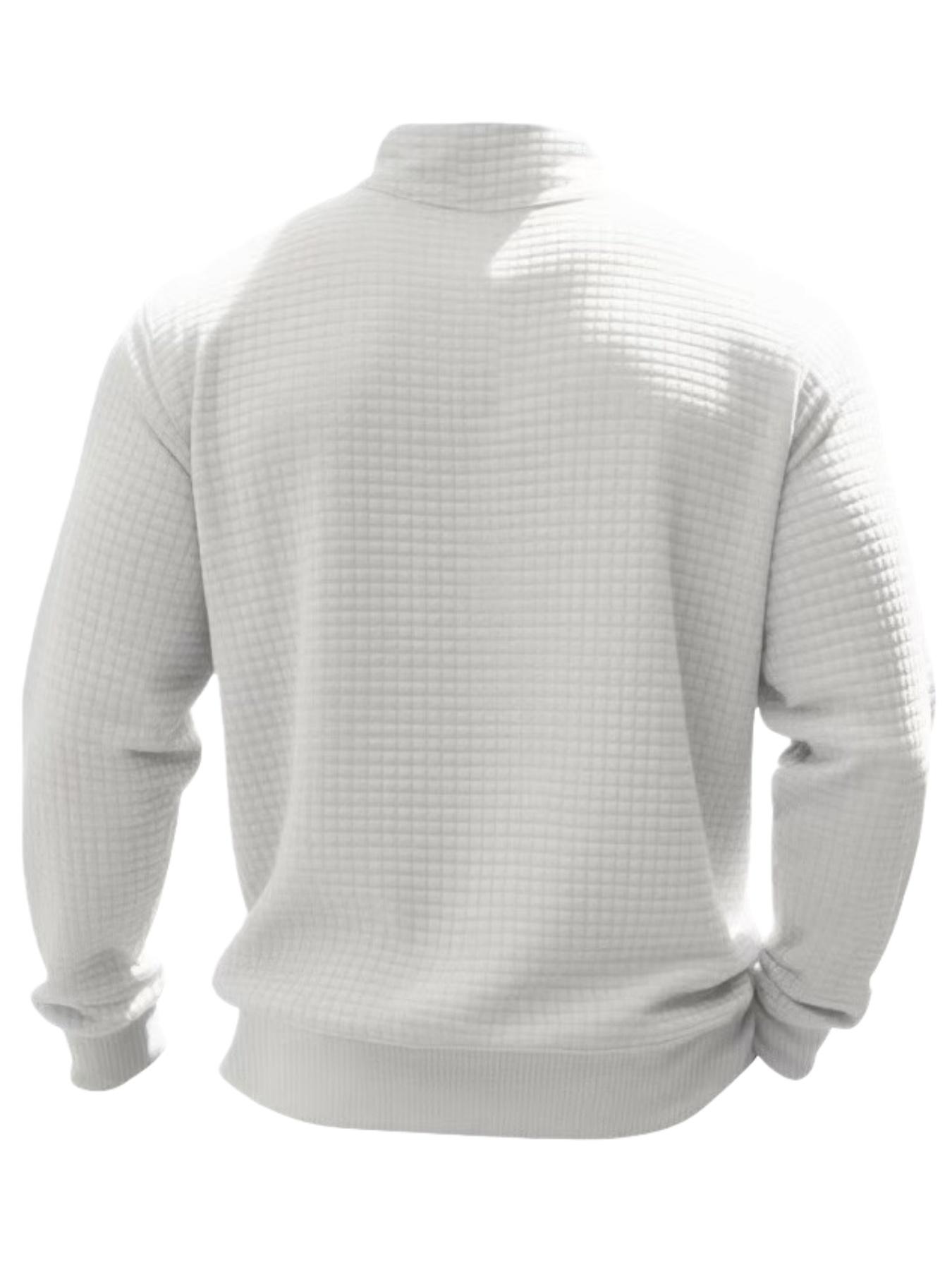 Heavyweight small checkered simple and casual men's loose stand-up collar semi-high collar quarter zipper long-sleeved base layer sweatshirt, warm and soft fabric, suitable for daily casual and outdoor sports occasions,gifts for him boyfriend christmas