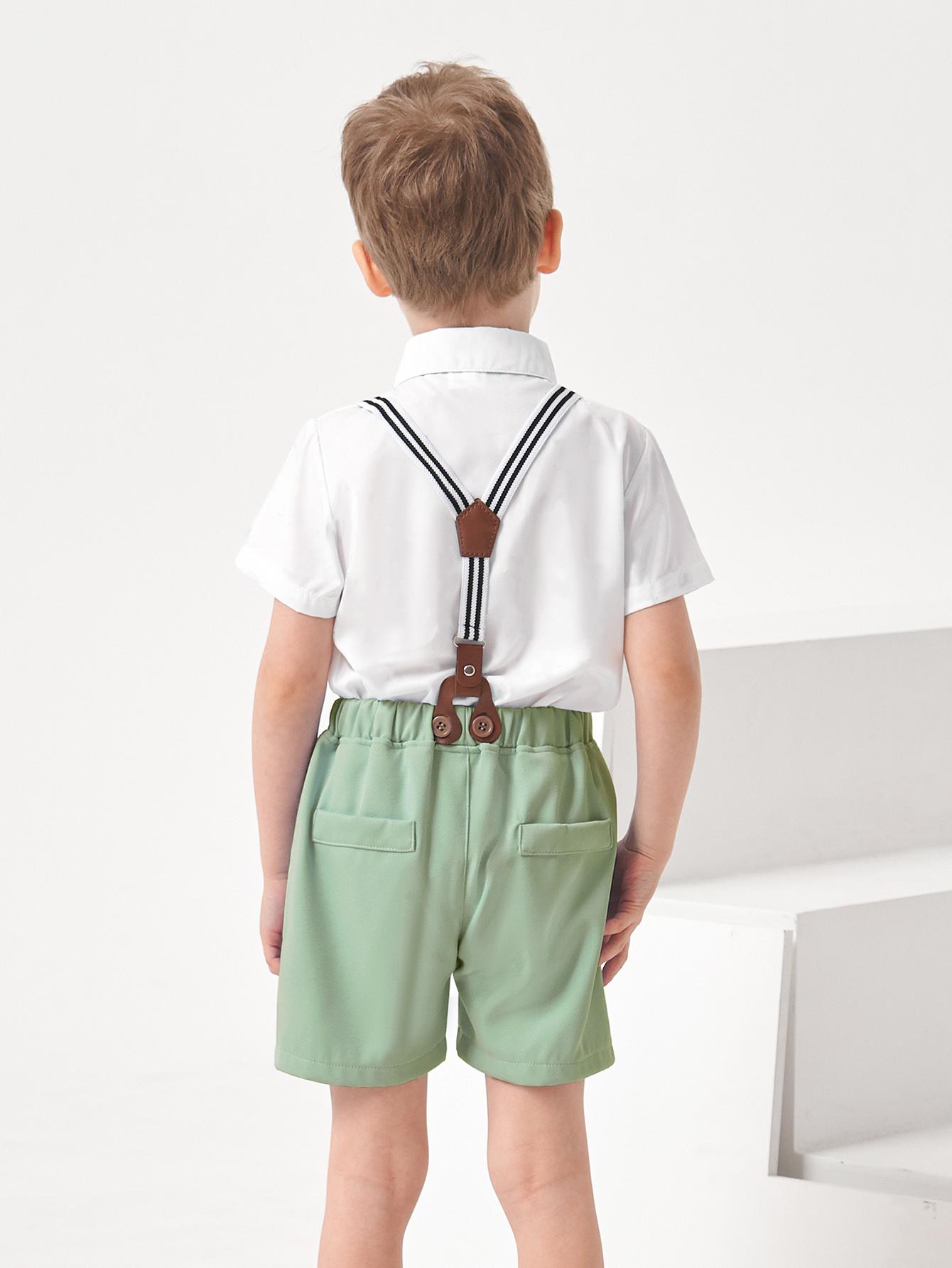 Baby Boy Suit Set cute clothes set  Church Christening Party Outfit Set 3-Piece Set Shirt, Suspender Shorts, Bow Tie 1-5 Years Toddler Boys' Clothing