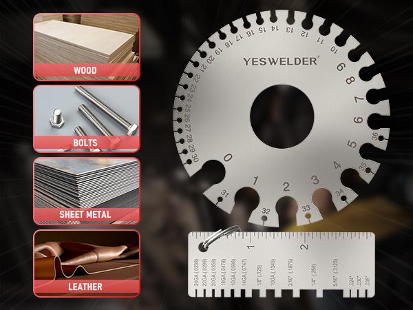 YESWELDER Metal Sheet & Wire Thickness Gauge for Welding & Fabrication | Dual-Sided Stainless Steel Thickness Measurement Tool