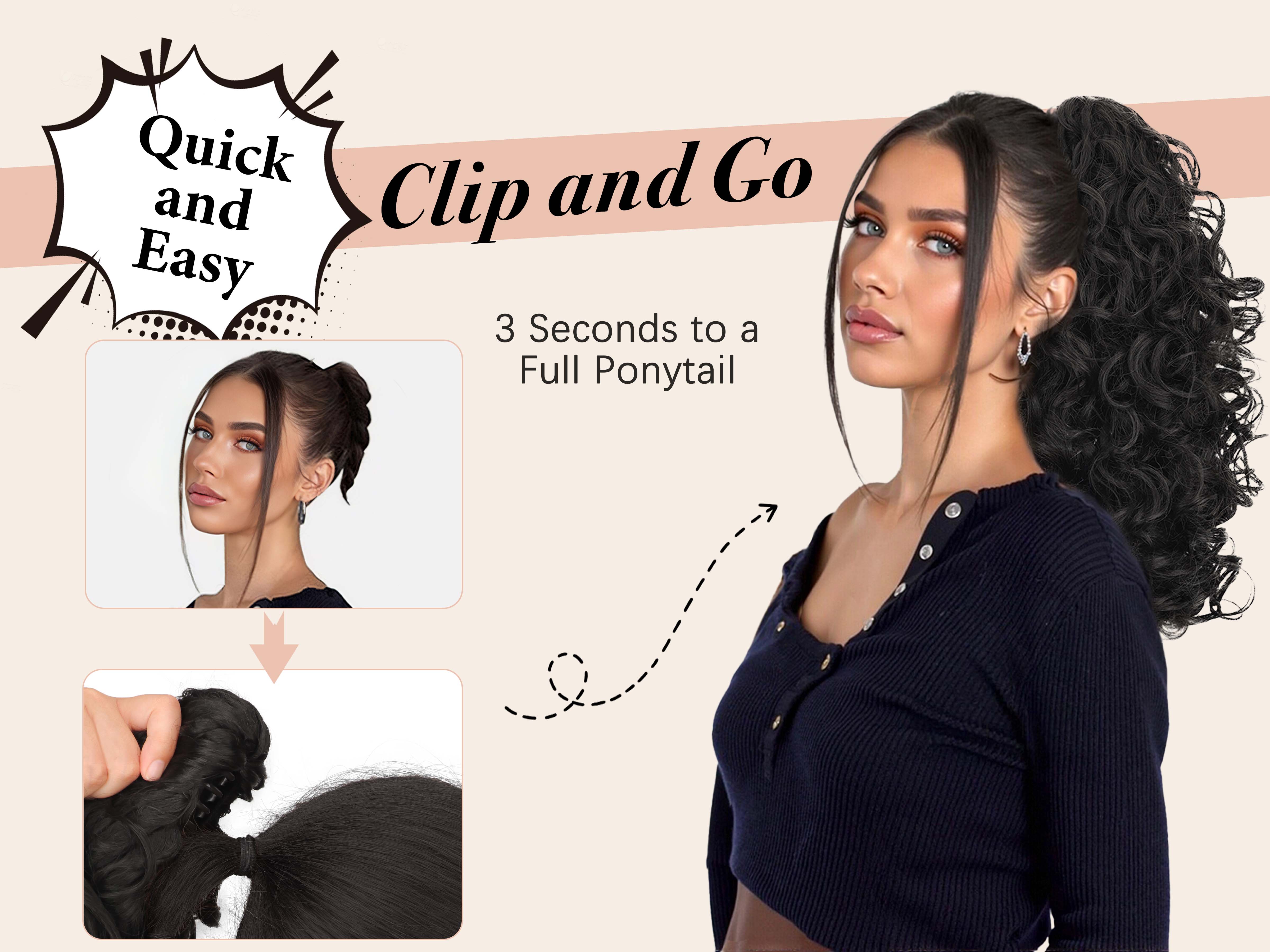 ORSUNCER Ponytail Extension 18 Inch Claw Clip Ponytail Extension Soft Curly Clip on Ponytails for Women Hair Extensions Natural Synthetic Layered Ponytails Easy To Go for Summer Looking