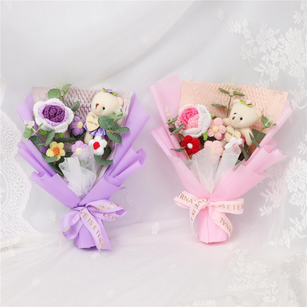 Handmade Woven Flower Bouquet, Perfect Gift for Birthday, Mother's Day, Father's Day, Teacher's Day, Valentine's Day, Christmas, Proposal, Thank You