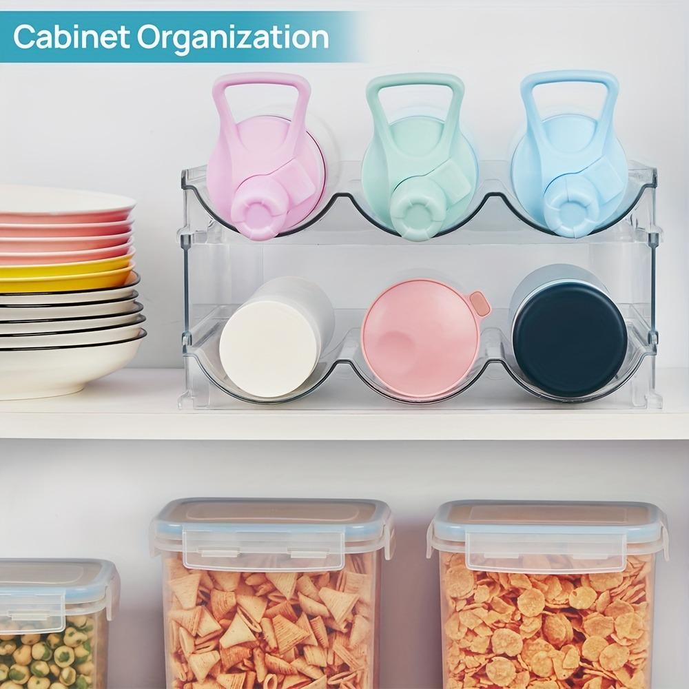 2/3/4-Pack Transparent Stackable Bottle & Wine Rack - Durable Plastic Space-Saving Storage Rack for Kitchen Cabinets, Shelves, Countertops, Ideal for Multiple Bottles, Cups, Jars (Easy Assembly), Kitchen Cabinet Organizer & Storage