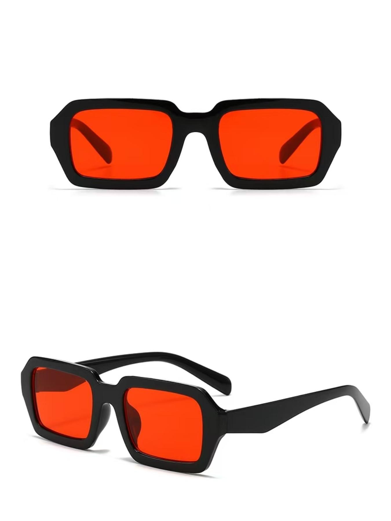 Neutral Rectangular Fashion Glasses, Elegant Simple Design, Perfect for Family Outing, Travel, Festivals, Driving, Beach, Music Festivals