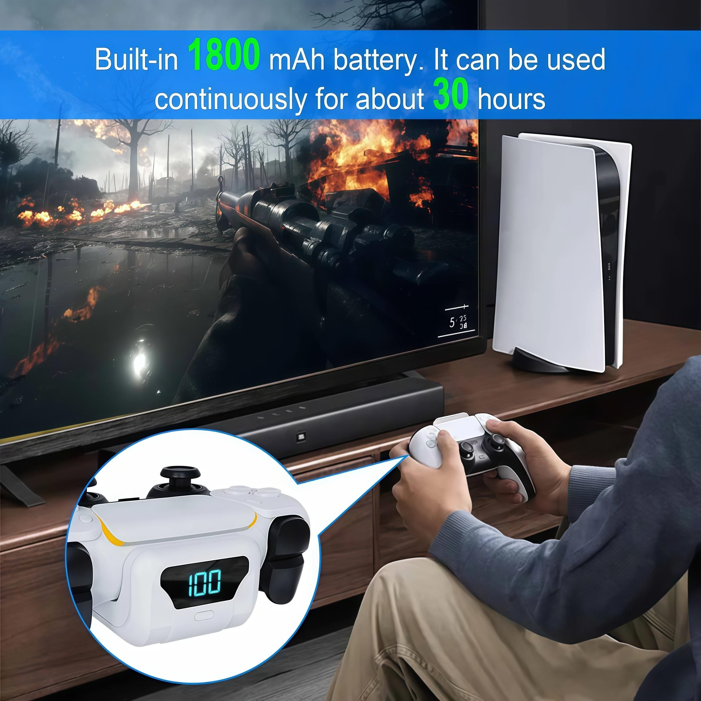 2026 NEW 1800mAh Controller Rechargeable Battery for PS5, Game Controller Charger with Durable Back Clip Design, Essential Charging Accessory, Console Accessories