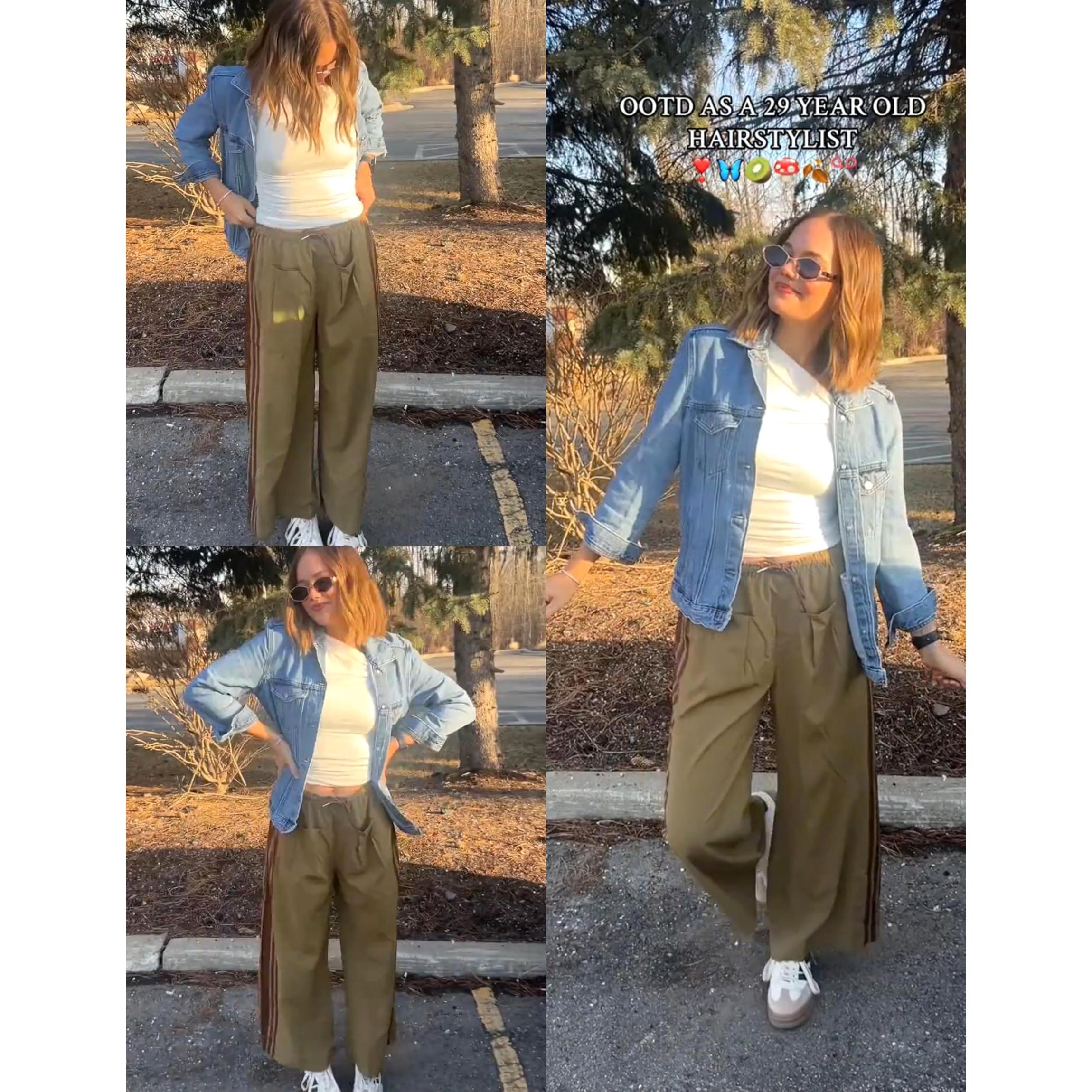 Buenoble Women's Wide Leg Side Stripe Pants Loose Fit High Waist Drawstring Track Pants Casual Streetwear Joggers