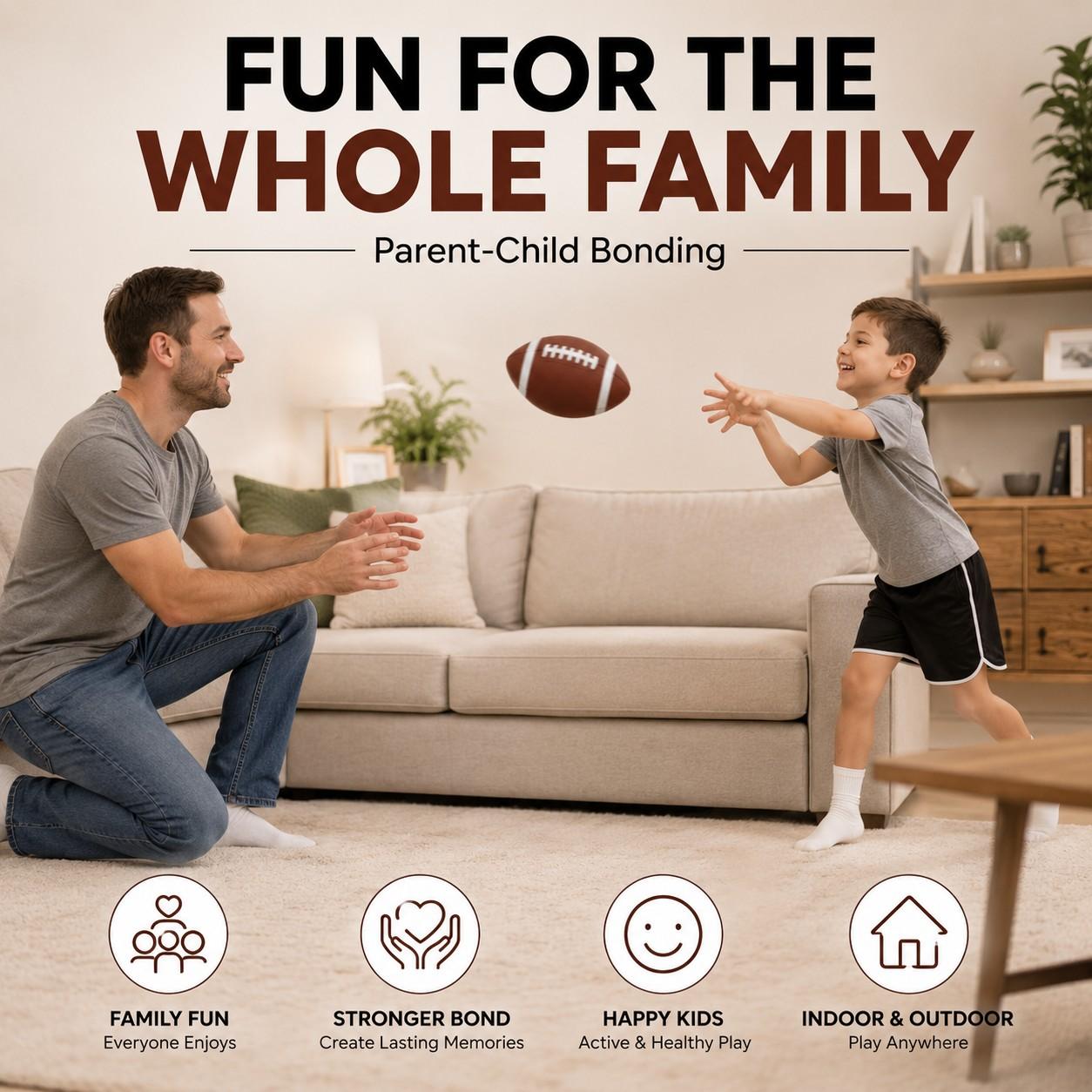 Silent Indoor Football for Kids & Adults, Soft PU Foam Football Toy, Quiet Indoor Play Ball, Safe Family Game for Home, Parent Child Sports Gift