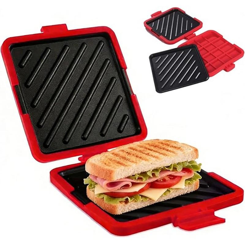 Sandwich Maker with Butter Knife, Microwave Bread Toaster, Quick and Time-Saving Panini Machine, Dishwasher Safe and Microwave Safe