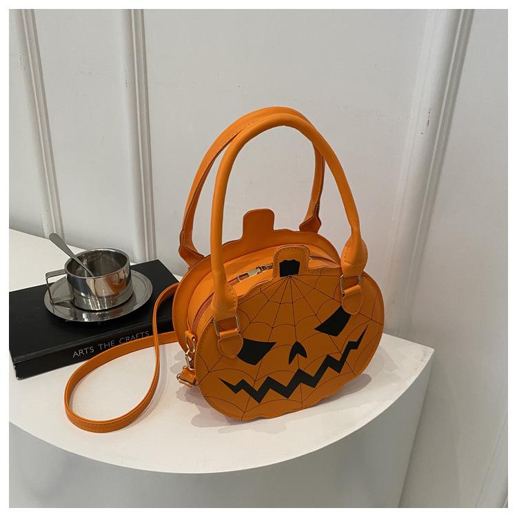 2026 New Halloween Pumpkin Bag, Contrast Color Simple Handbag, Funny Novelty Shoulder & Crossbody Bag for Women