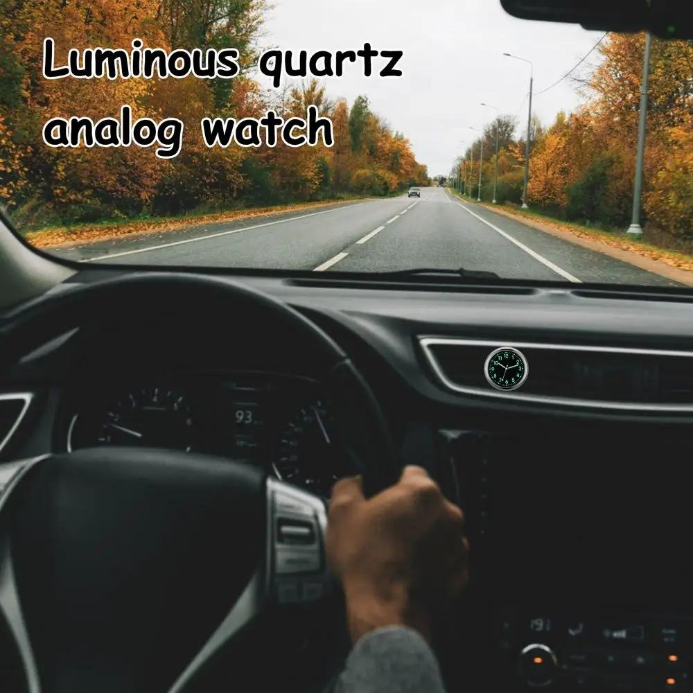 Small Shiny Analog Car Dashboard Clock, Replacement Quartz Automotive Watch, Stick-On Design, Perfect for Car Interiors