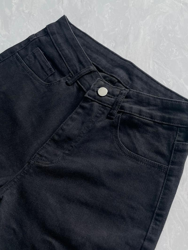 Men's Solid Color Denim Pants Jeans, Street Fashion Casual Comfy Trousers for Daily Outdoor Wear, Mens Bottoms for All Seasons